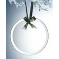 Alicia Beveled Economy Round Ornament with Gold Ribbon - Jade Glass